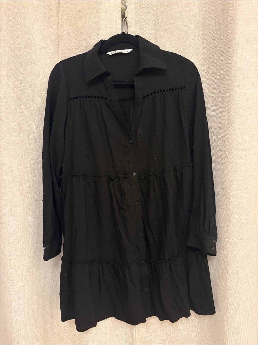 Zara Black Tiered Button-Front Tunic